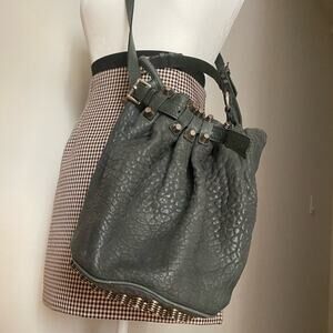 Alexander Wang Diego Hunter Green Studded Embellished Pebbled Leather Bag